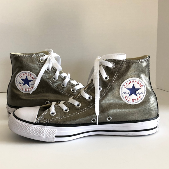 Converse Shoes - Converse All Stars metallic olive high tops M6/L8